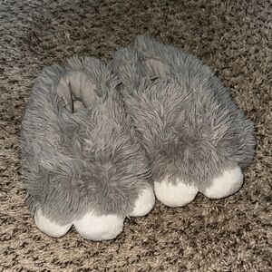 Cozy Gray Furry Slippers